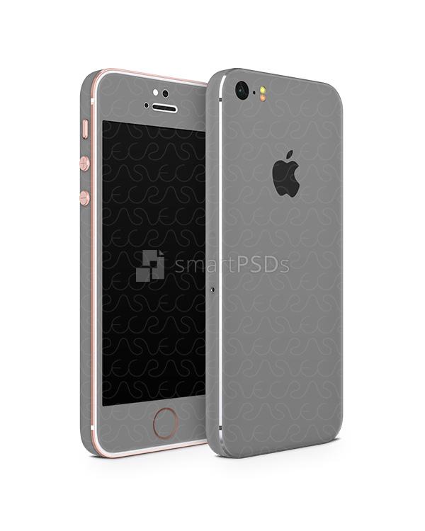 Apple iPhone 5s-SE Vinyl Skin Design Mockup (Front-Back Angled)