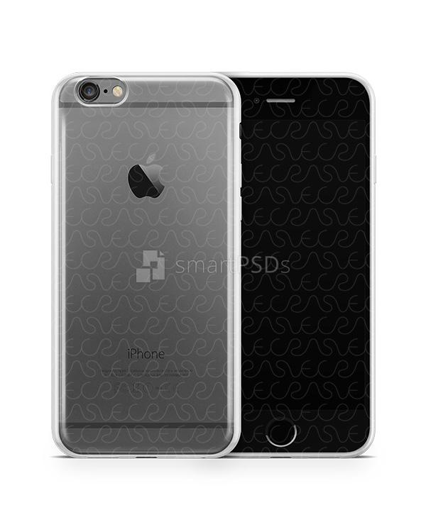 iPhone 6s Plus UV TPU Case with Frosted Edges Design Mockup 2015 (Front-Back angled)