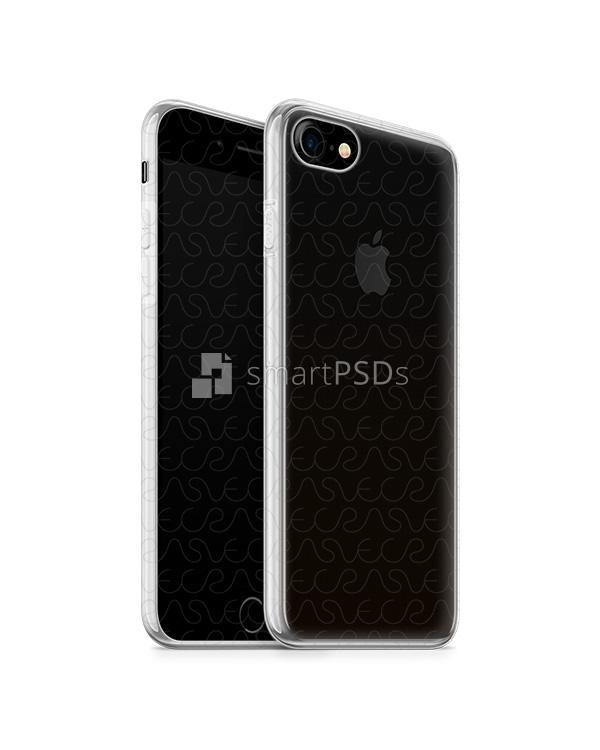 iPhone 7 UV TPU Case with Frosted Edges Design Mockup 2016 (Front-Back angled)