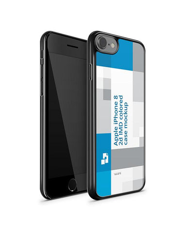 iPhone 8 2d PC Colored Case Design Mockup 2017 (Front-Back Angled)