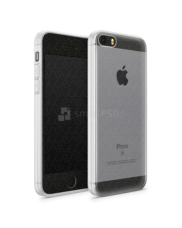 iPhone SE UV TPU Case with Frosted Edges Design Mockup 2016 (Front-Back angled)