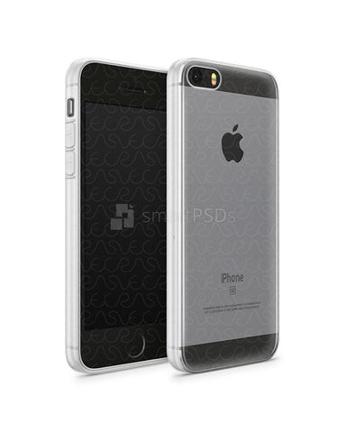 iPhone SE UV TPU Case with Frosted Edges Design Mockup 2016 (Front-Back angled)