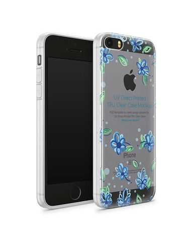 iPhone SE UV TPU Case with Frosted Edges Design Mockup 2016 (Front-Back angled)