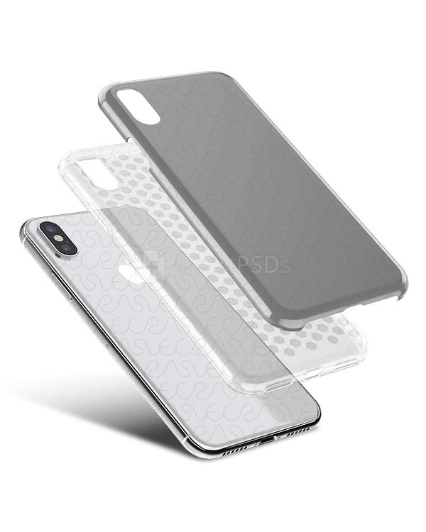 Apple iPhone X 3d Dual Protective Clear TPU Cover Design Template (3 Views) 