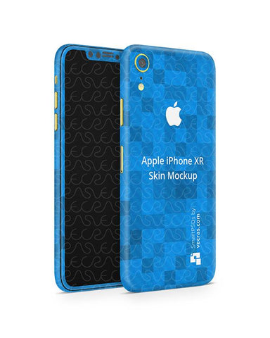 Apple iPhone XR Vinyl Skin Design Mockup 2018 (Front-Back Angled)