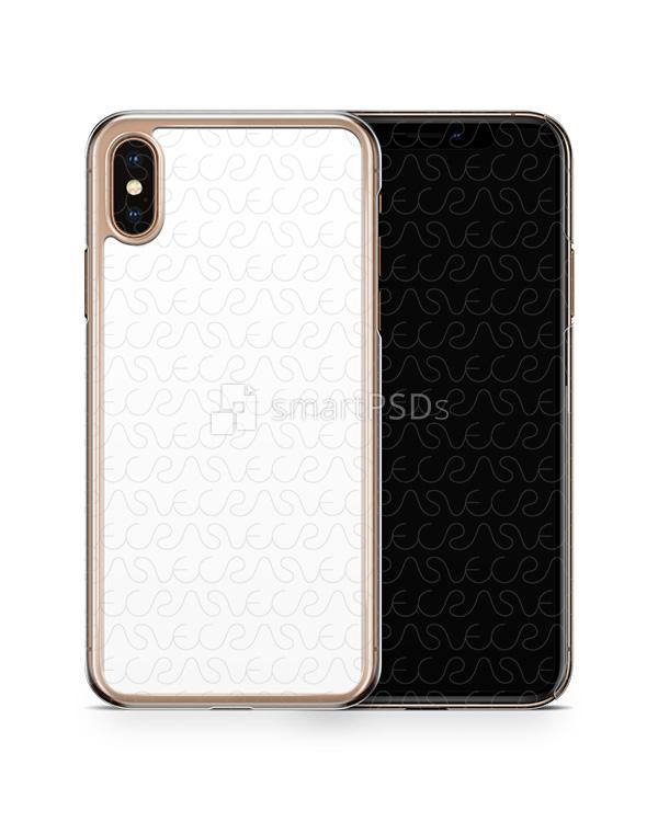 Apple iPhone Xs Max 2d PC Clear Case Design Mockup 2018 (Front-Back)