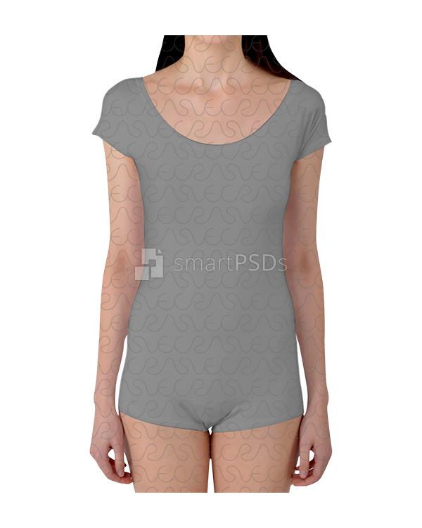 Boyleg Leotard Dress Design Mockup of Sublimation Cloth Printing - 2 Views