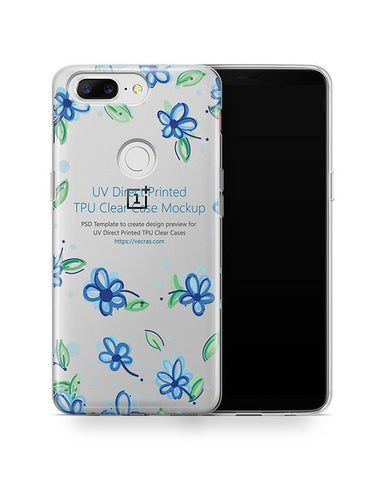 OnePlus 5T UV TPU Clear Case Design Mockup 2017 (Front-Back)