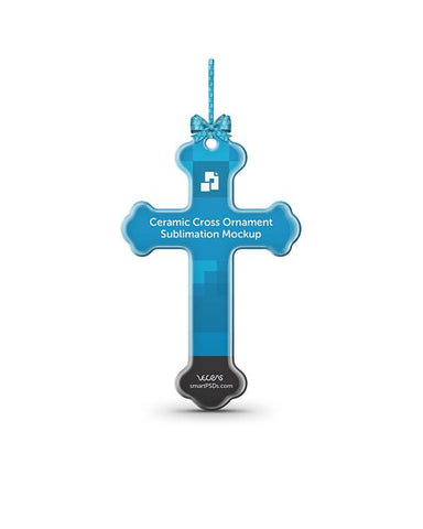 Cross Shape Ceramic Ornament Sublimation Mockup
