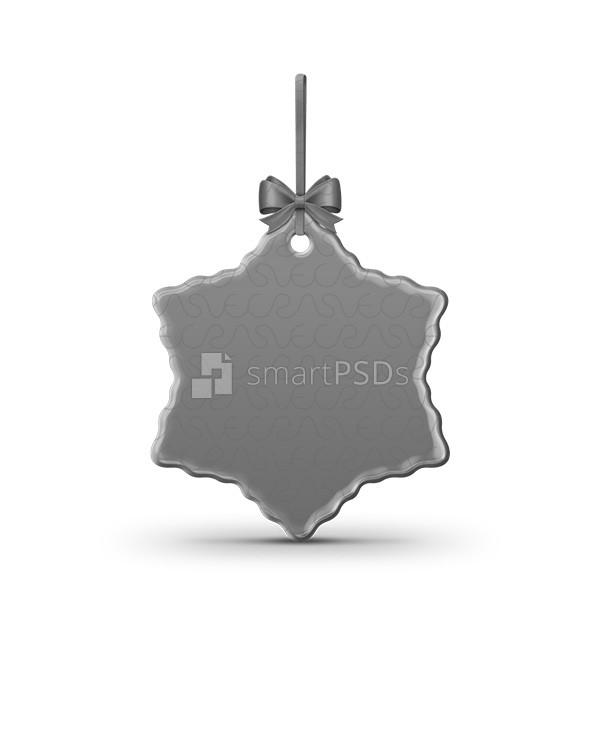 Snow Flake Shaped Ceramic Ornament Sublimation Mockup