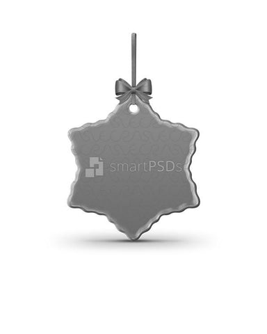Snow Flake Shaped Ceramic Ornament Sublimation Mockup