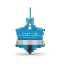 Snow Flake Shaped Ceramic Ornament Sublimation Mockup