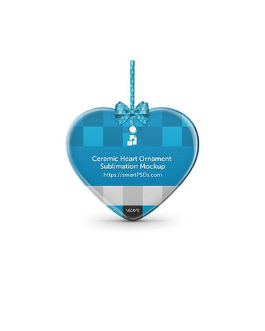 Heart Shaped Ceramic Ornament Sublimation Mockup
