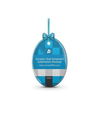 Oval Shaped Ceramic Ornament Sublimation Mockup