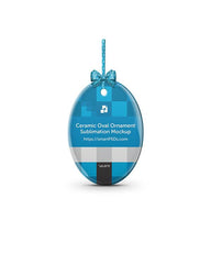 Oval Shaped Ceramic Ornament Sublimation Mockup