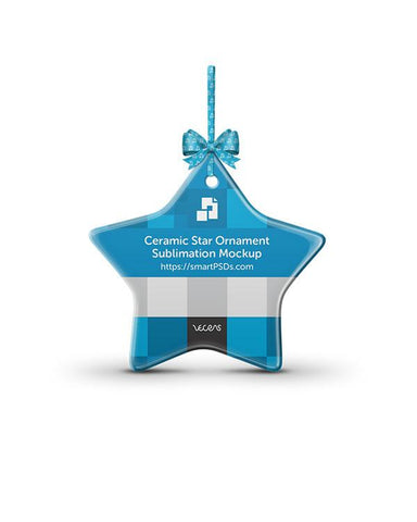 Star Shaped Ceramic Ornament Sublimation Mockup
