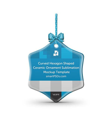 Curved Hexagon Shape Ceramic Ornament Sublimation Mockup