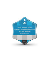 Curved Hexagon Shape Ceramic Ornament Sublimation Mockup
