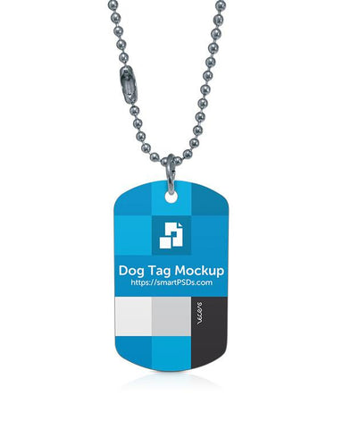 Gi Dog Tag with Chain PSD Mockup