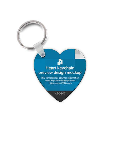 Heart Shape Keyring Design Mockup - 2 Views