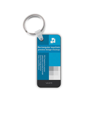 Rectangle Shape Keyring Design Mockup - 2 Views