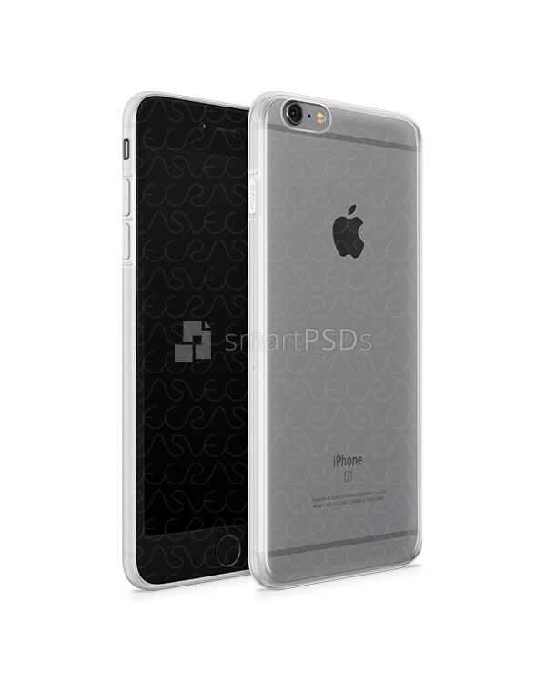iPhone 6s Plus UV TPU Case with Frosted Edges Design Mockup 2015 (Front-Back angled)