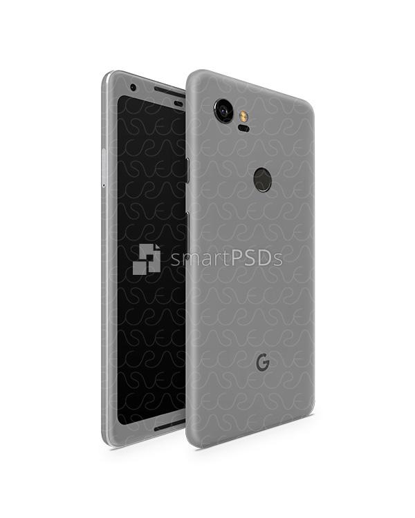 Google Pixel 2 XL Vinyl Skin Design Mockup 2017 (Front-Back Angled)