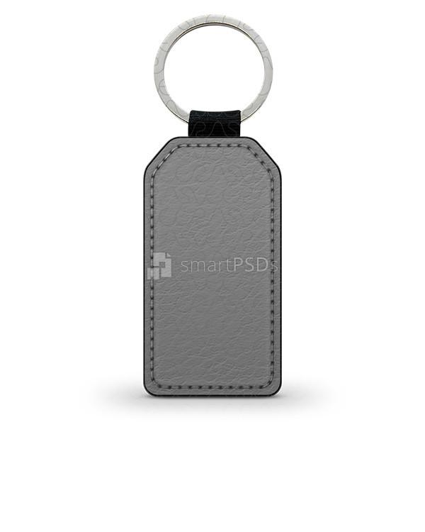 Rectangular Shape Leather Keyring Design Mockup
