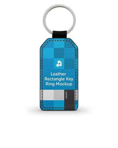 Rectangular Shape Leather Keyring Design Mockup