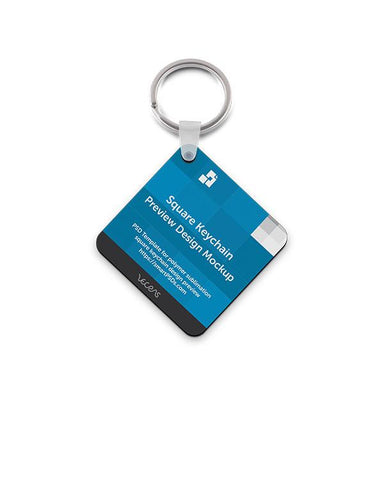 Square Shape Keyring Design Mockup - 2 Views