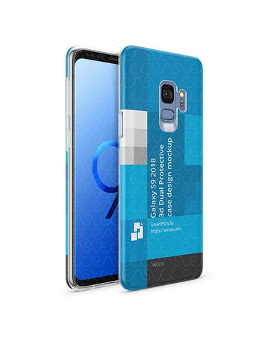 Samsung Galaxy S9 3d Dual Protective Clear TPU Cover Design Template (3 Views)
