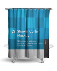 Shower Curtain Mockup for Sublimation Preview Design