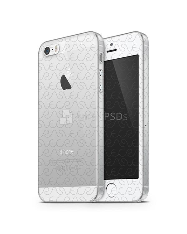 Apple iPhone 5S TPU Clear Mobile Case Design Mockup -Front-Back angled 2013