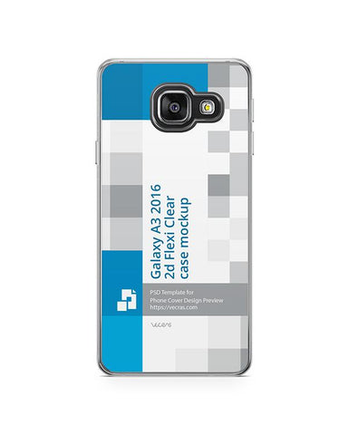 Samsung Galaxy A3 2016 2d Flexi Clear Case Design Mockup