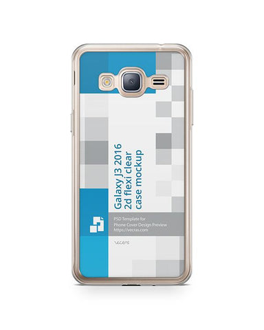 Samsung Galaxy J3 2016 2d Flexi Clear Case Design Mockup