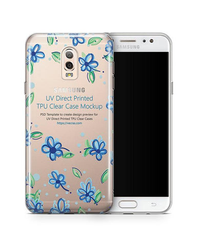 Samsung Galaxy J7 Plus UV TPU Clear Case Design Mockup 2018