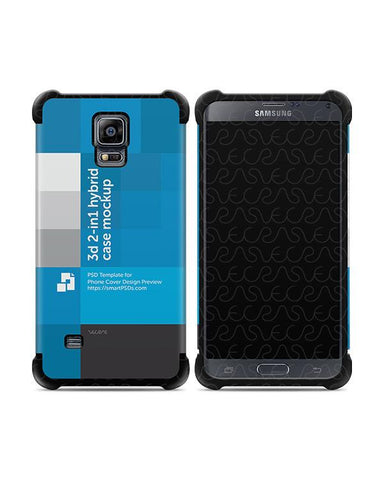 Samsung Galaxy Note 4 3d 2-in-1 Hybrid Mobile Case Design Mockup 2014