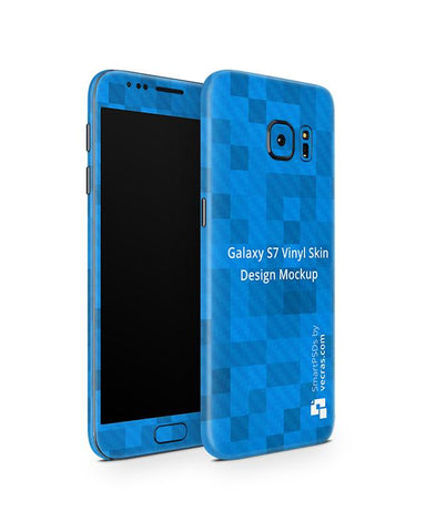 Samsung Galaxy S7 Vinyl Skin Design Mockup 2016 (Front-Back Angled)