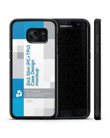 Samsung Galaxy S7 Edge 2d 2in1 Slim Mobile Case Design Mockup 2016