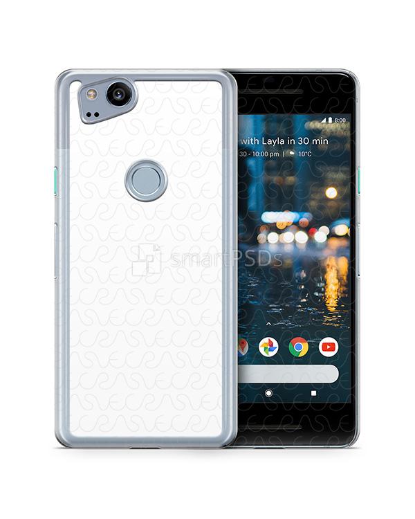 Google Pixel 2 2d PC Clear Case Design Mockup 2017