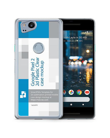 Google Pixel 2 2d PC Clear Case Design Mockup 2017
