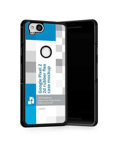Google Pixel 2 2d RubberFlex Case Design Mockup 2017 (Front-Back Angled)