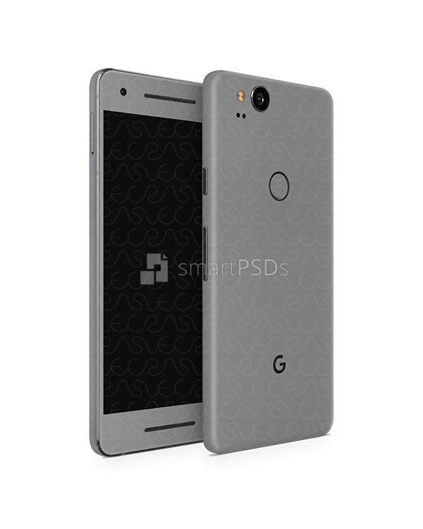 Google Pixel 2 Vinyl Skin Design Mockup 2017 (Front-Back Angled)