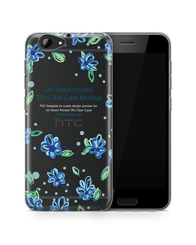 HTC A9s UV TPU Clear Case Design Mockup