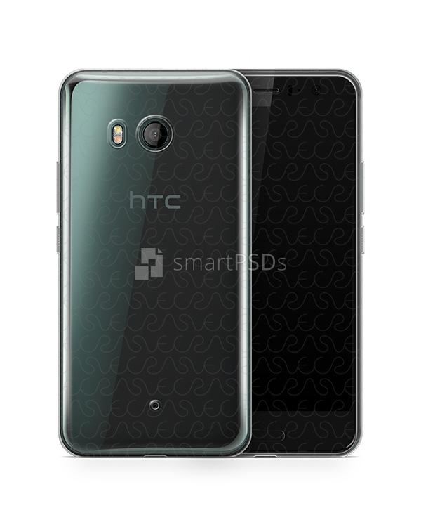 HTC U11 UV TPU Clear Case Design Mockup 2017 (Front-Back)