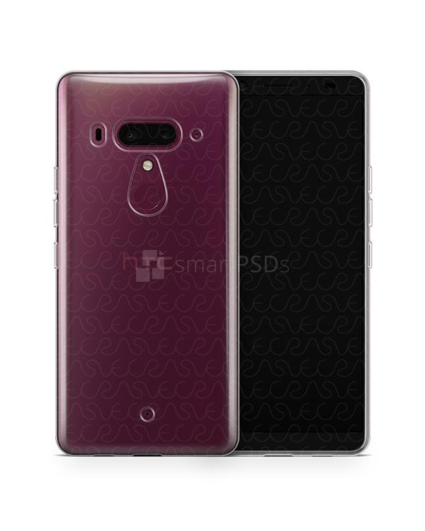 HTC U12 Plus UV TPU Clear Case Design Mockup 2018