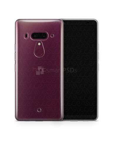 HTC U12 Plus UV TPU Clear Case Design Mockup 2018