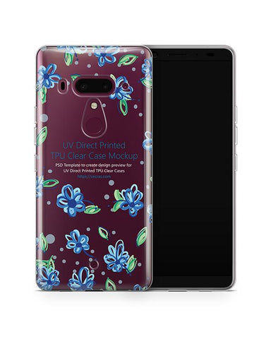 HTC U12 Plus UV TPU Clear Case Design Mockup 2018