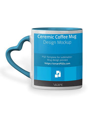 Heart Shape Handle Coffee Mug Design Mockup – 2 Views
