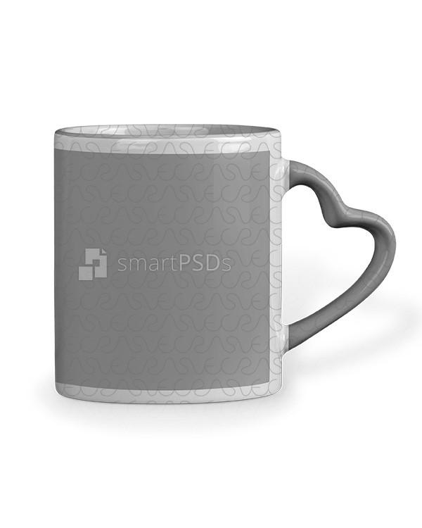 Heart Shape Handle Coffee Mug Design Mockup – 2 Views